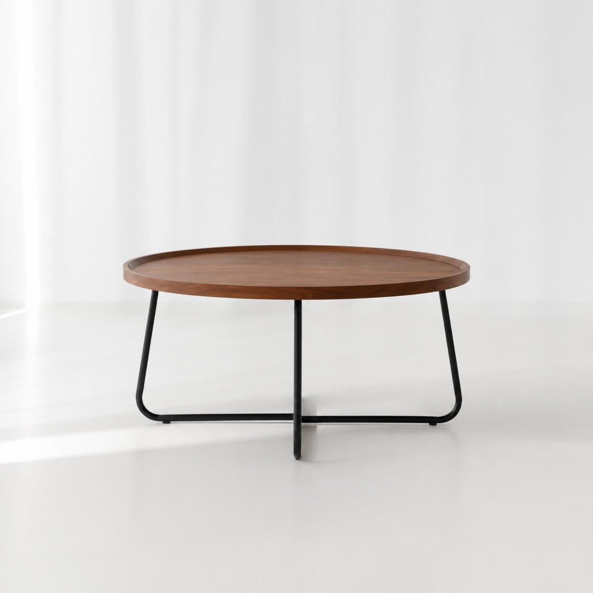 Round wooden coffee table