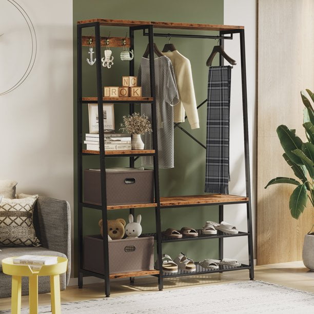 The MODERNO – 4-in-1 Clothes Stand & Shoe Bench