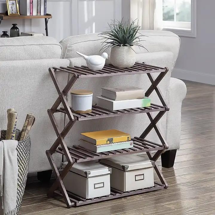 HB Foldable Bamboo Shoe Rack