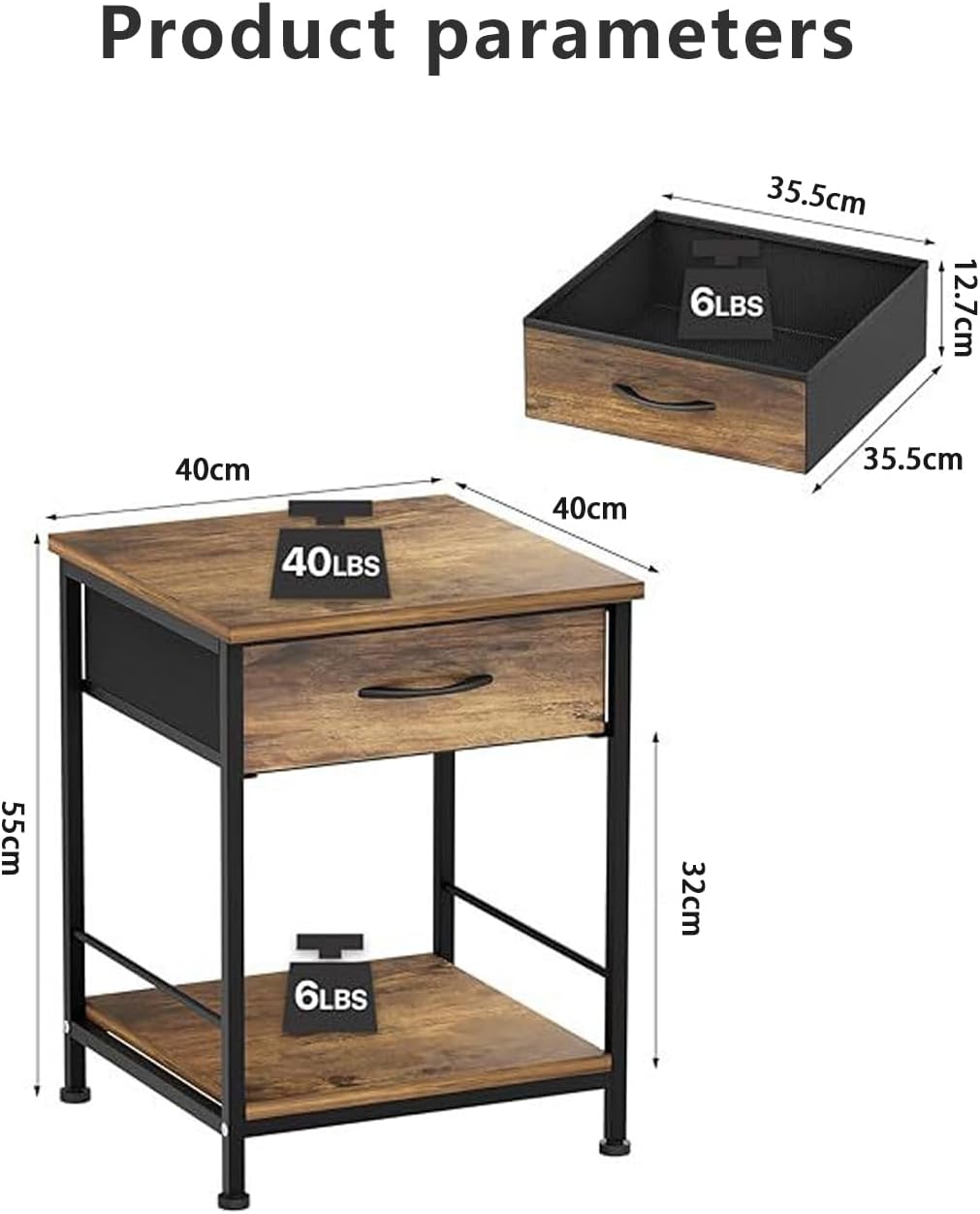 The ARDEN – SIDE TABLE WITH FABRIC DRAWER