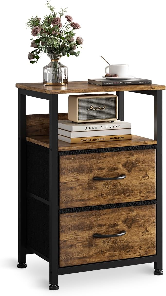 SIDE TABLE MARCEL WITH 2 FABRIC DRAWERS