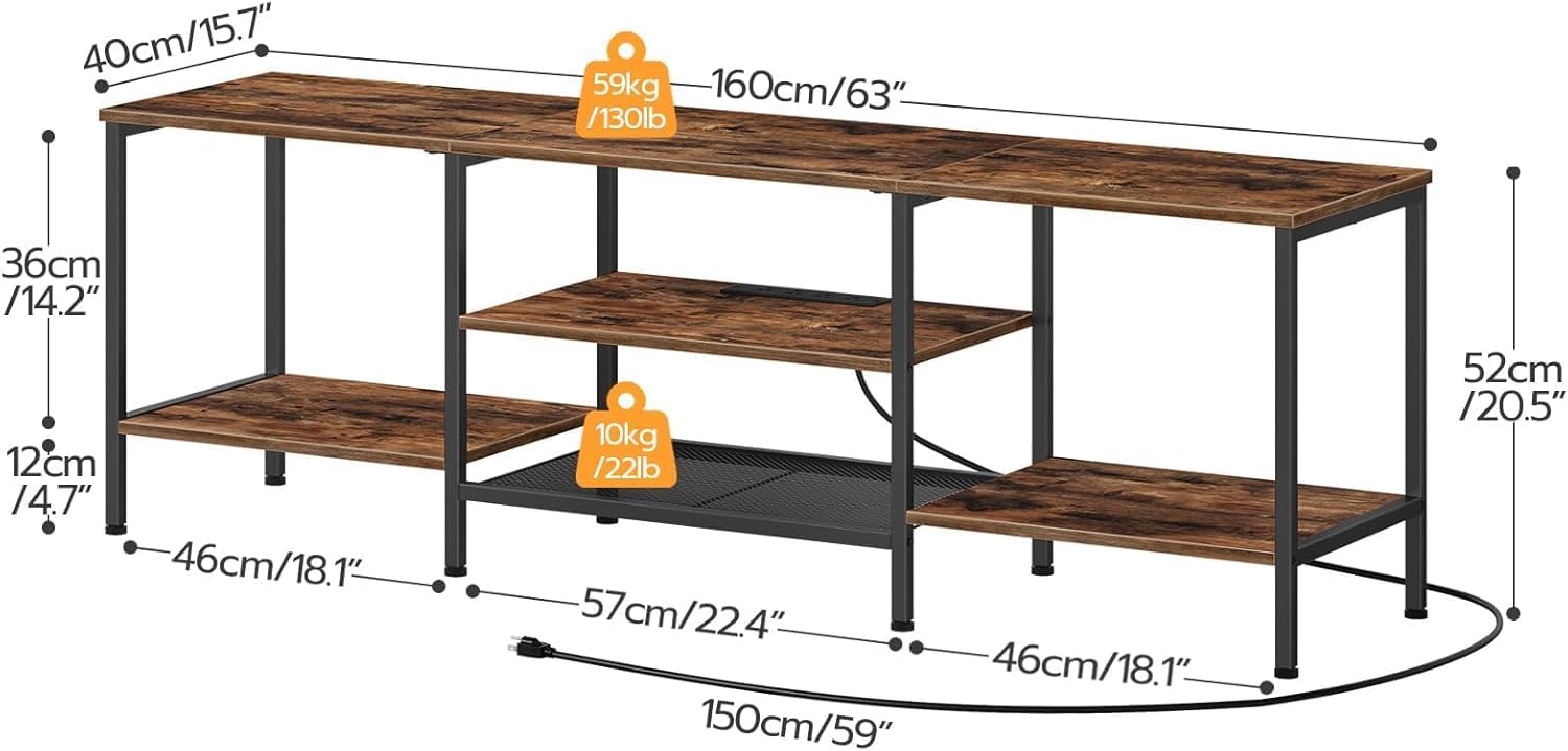 TV UNIT VERMONT WITH BUILT-IN POWER OUTLETS-VERBR