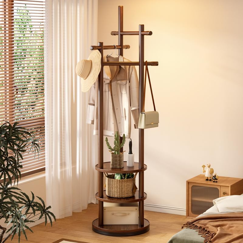 The VERO – 360° Rotating Walnut Coat Tree