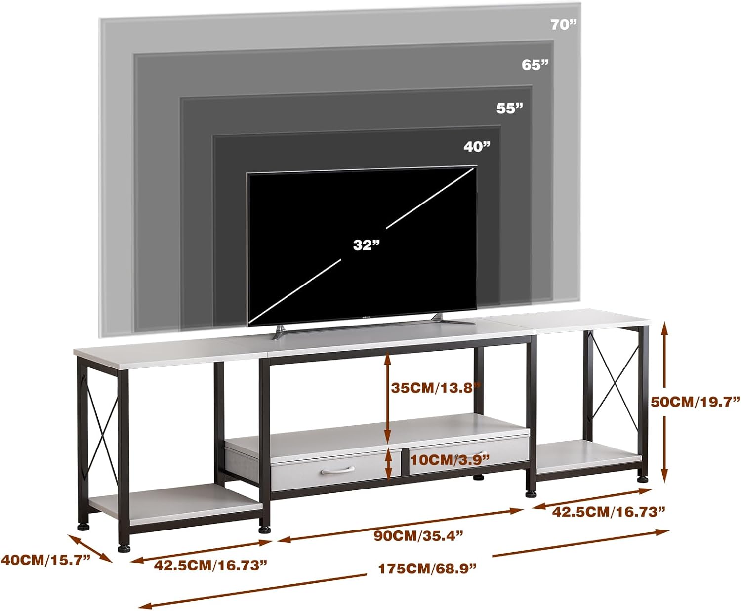 TV UNIT ARDENO WITH 2 FABRIC DRAWERS