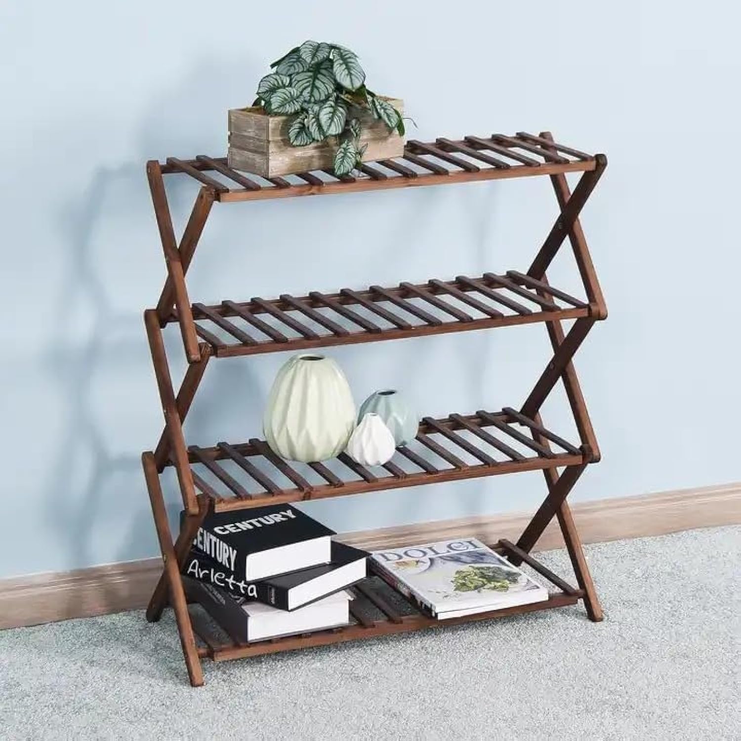 HB Foldable Bamboo Shoe Rack