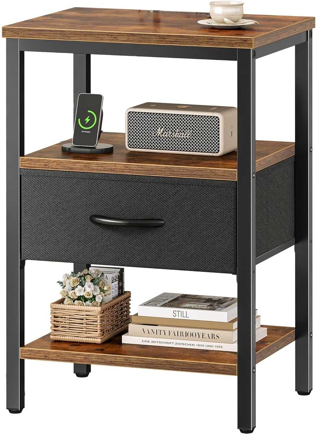 The ARDEN – SIDE TABLE WITH FABRIC DRAWER