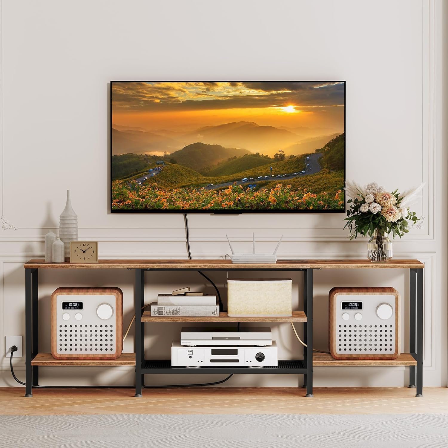 TV UNIT VERMONT WITH BUILT-IN POWER OUTLETS-VERBR