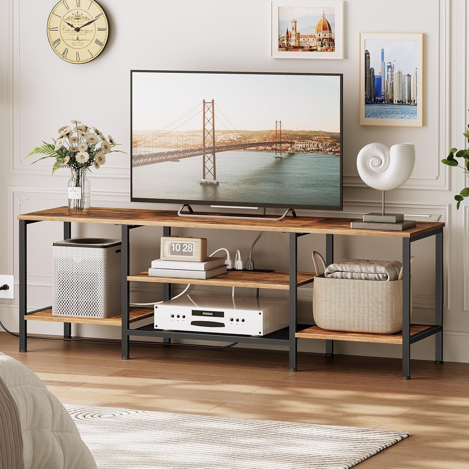 TV UNIT VERMONT WITH BUILT-IN POWER OUTLETS-VERBR