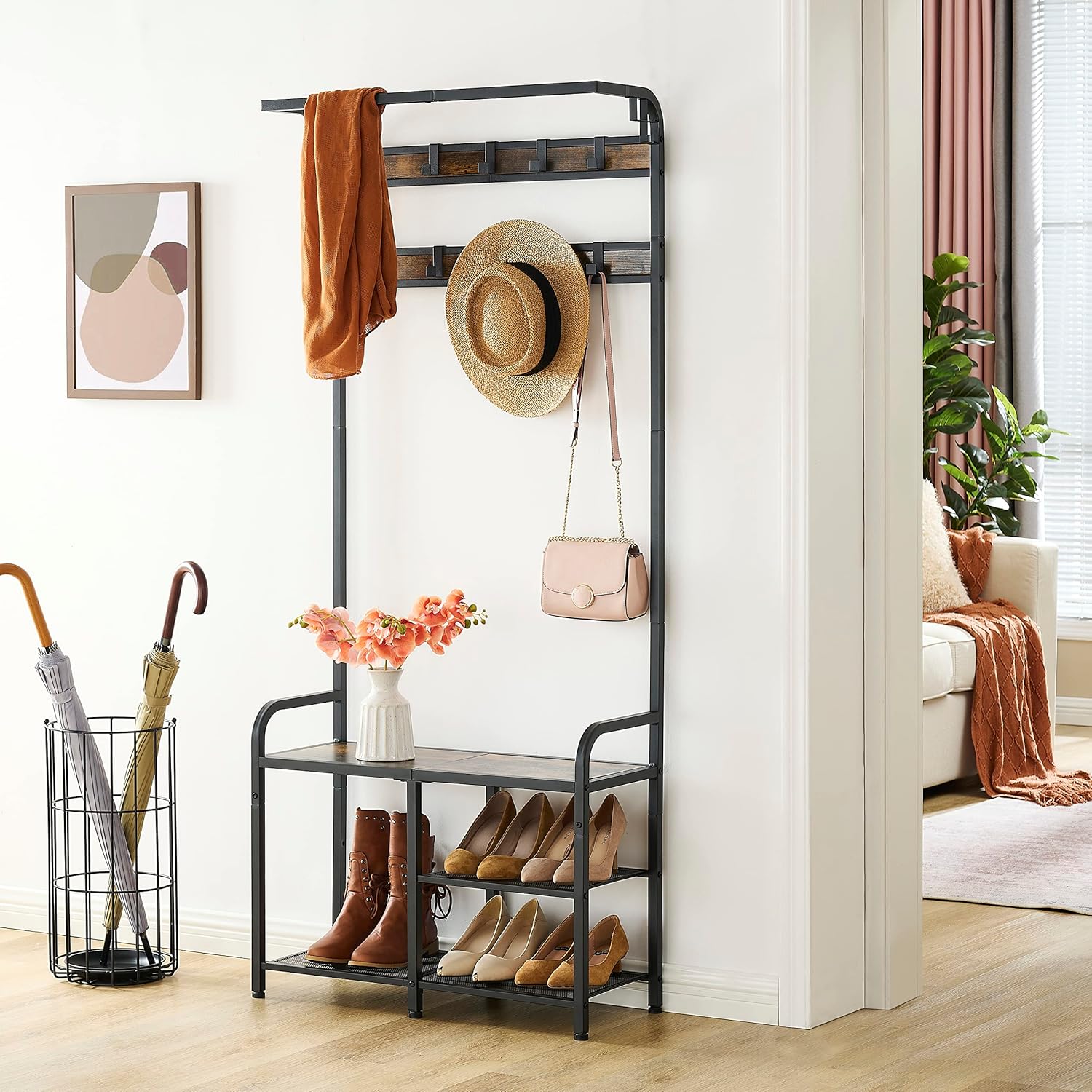 The RAVEN – 4-in-1  Coat Rack & Shoe Bench