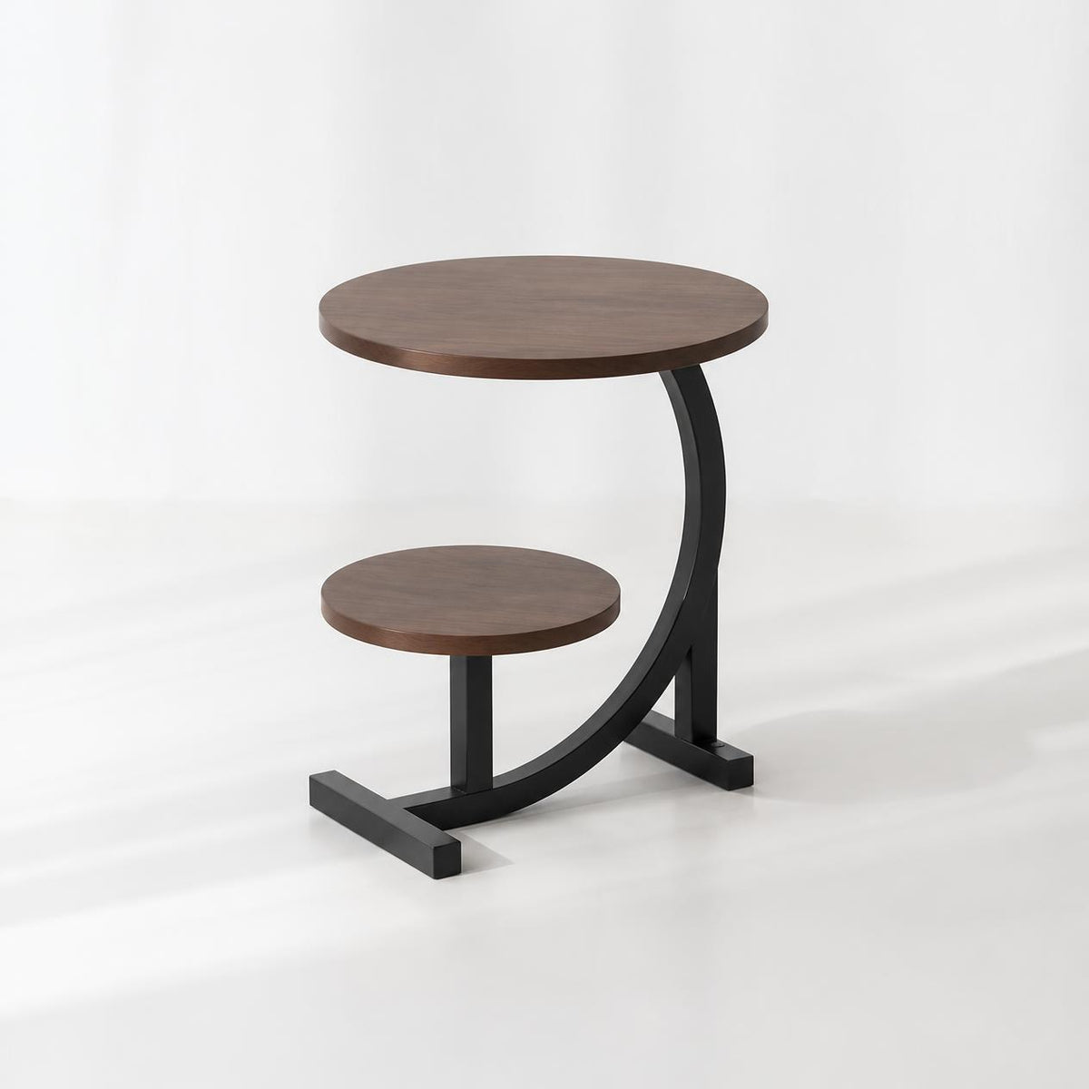 The DUETO N – Round Side Table with Shelf