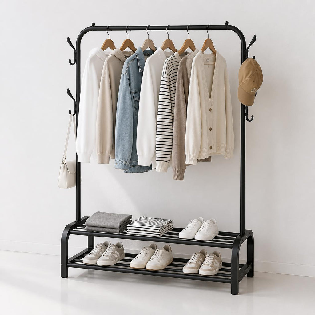 The ONYXA N – Clothes & Shoe Rack with Side Hooks