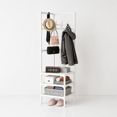 The BLANCA N – White Corner Rack with 10 Hooks