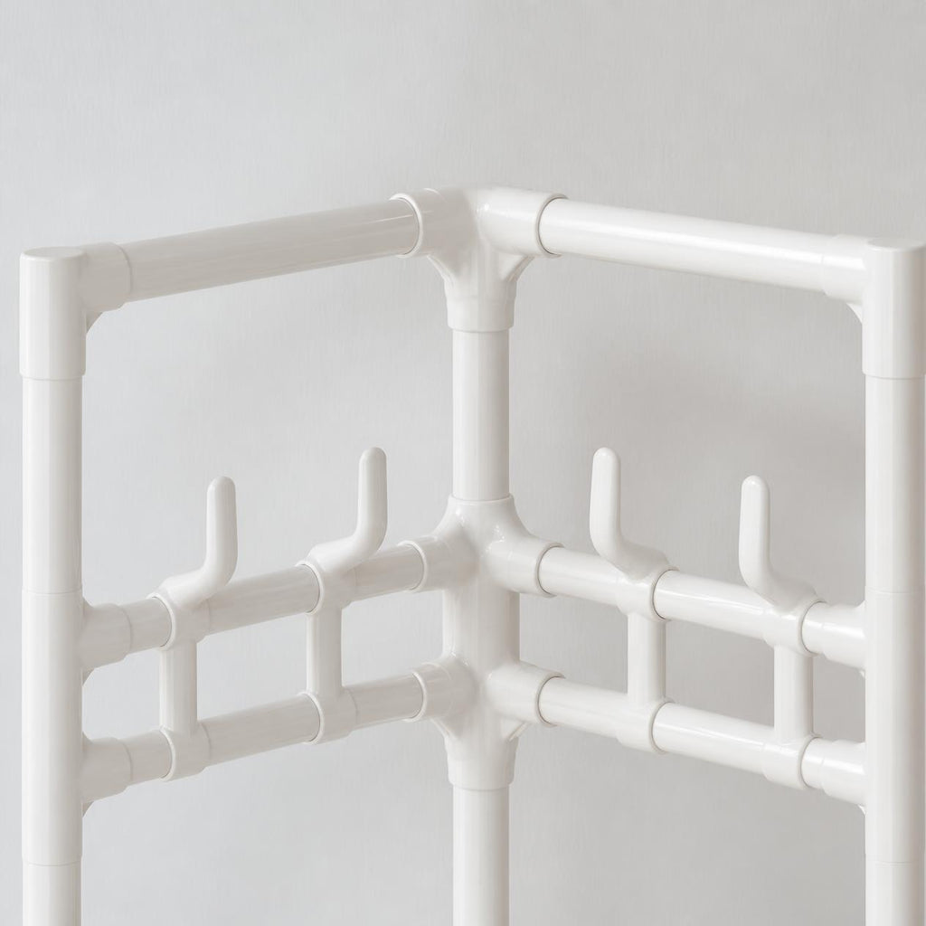 The BLANCA N – White Corner Rack with 10 Hooks