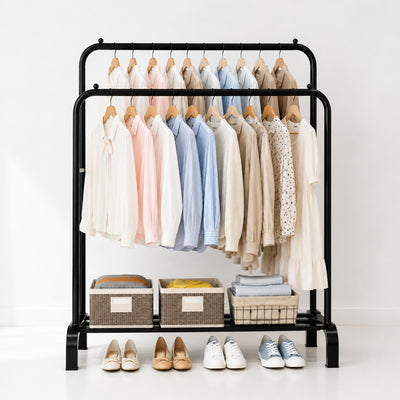 The MAISON N – Double Clothes Rack with Storage Shelf
