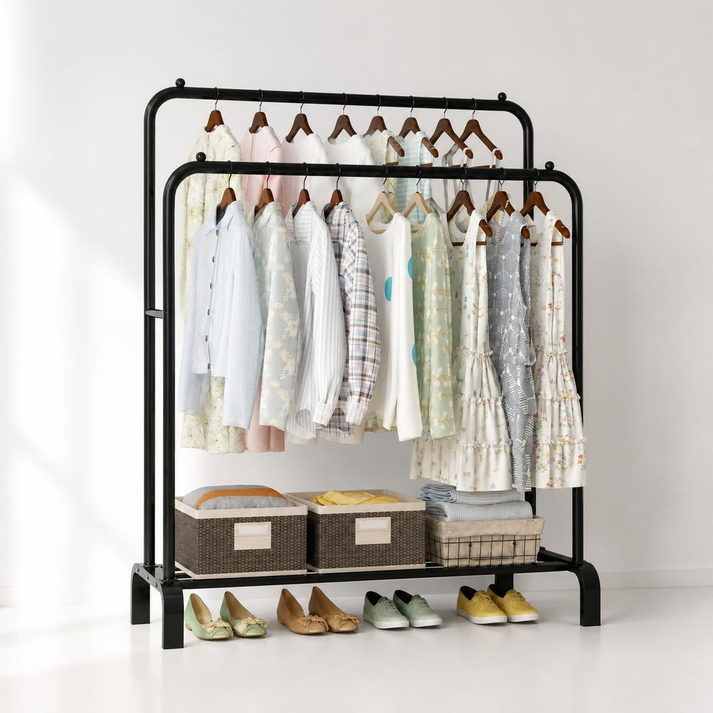 The MAISON N – Double Clothes Rack with Storage Shelf