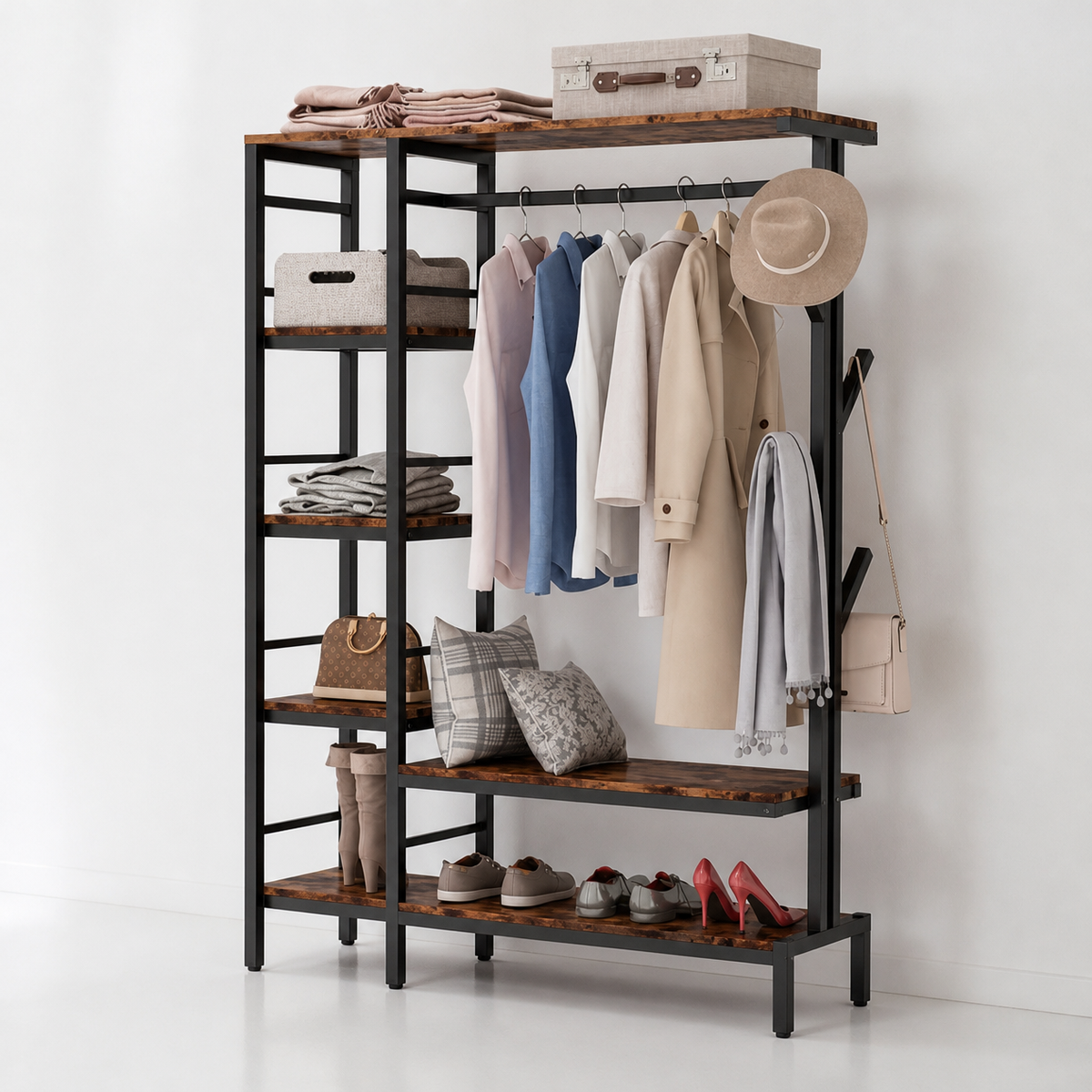 The CLOSETIA – 4-in-1 Clothes Stand & Shoe Bench