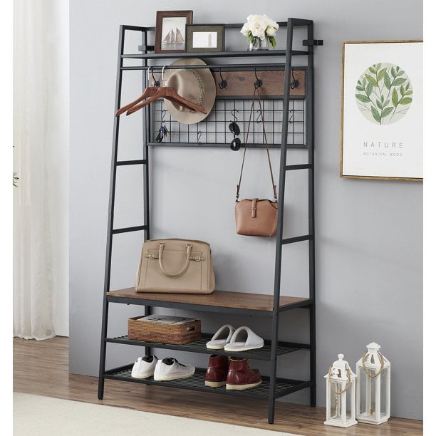 The VESTA 4-in-1 Coat Rack & Shoe Bench