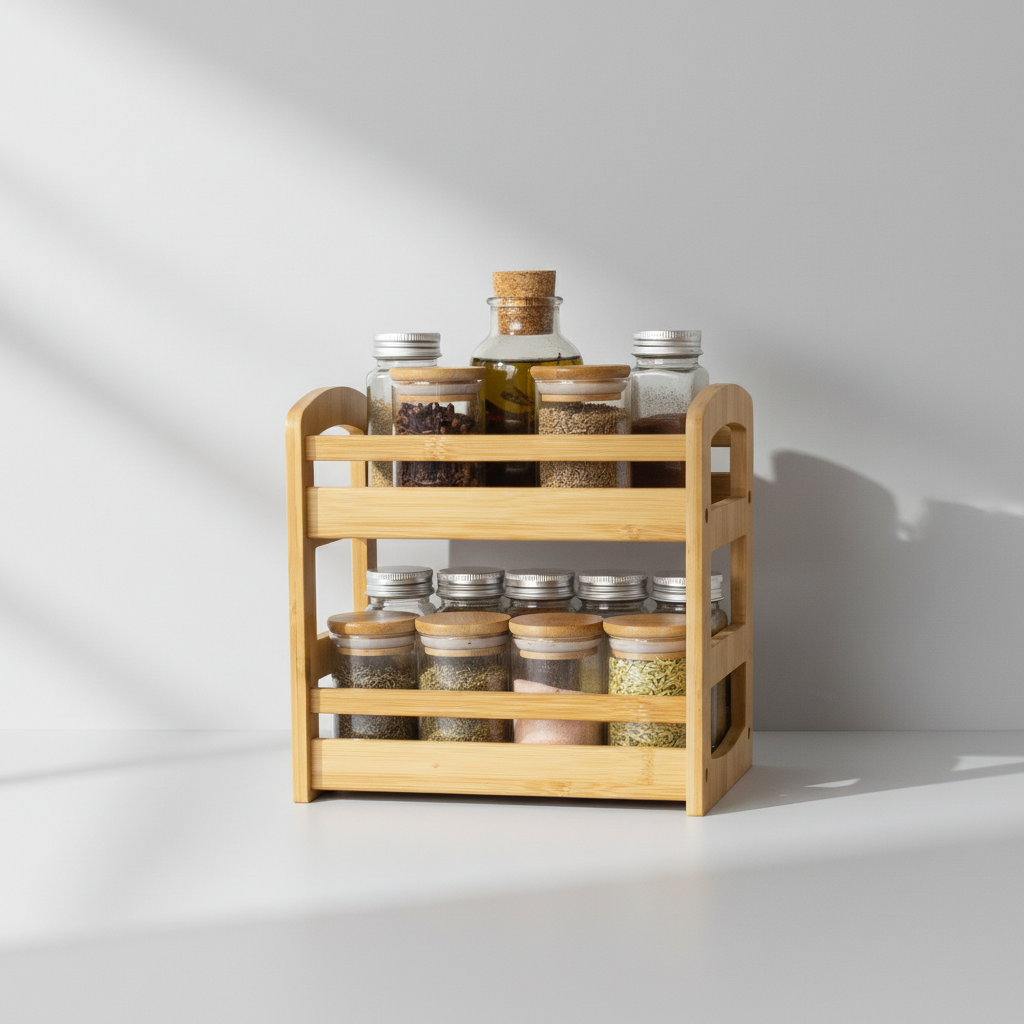 BRYLO – 2-Layer Bamboo Countertop Spice Rack