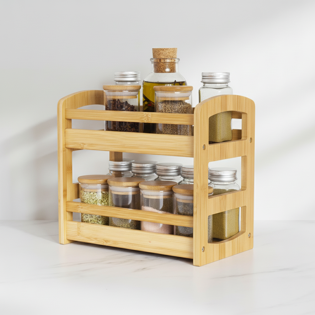 BRYLO – 2-Layer Bamboo Countertop Spice Rack