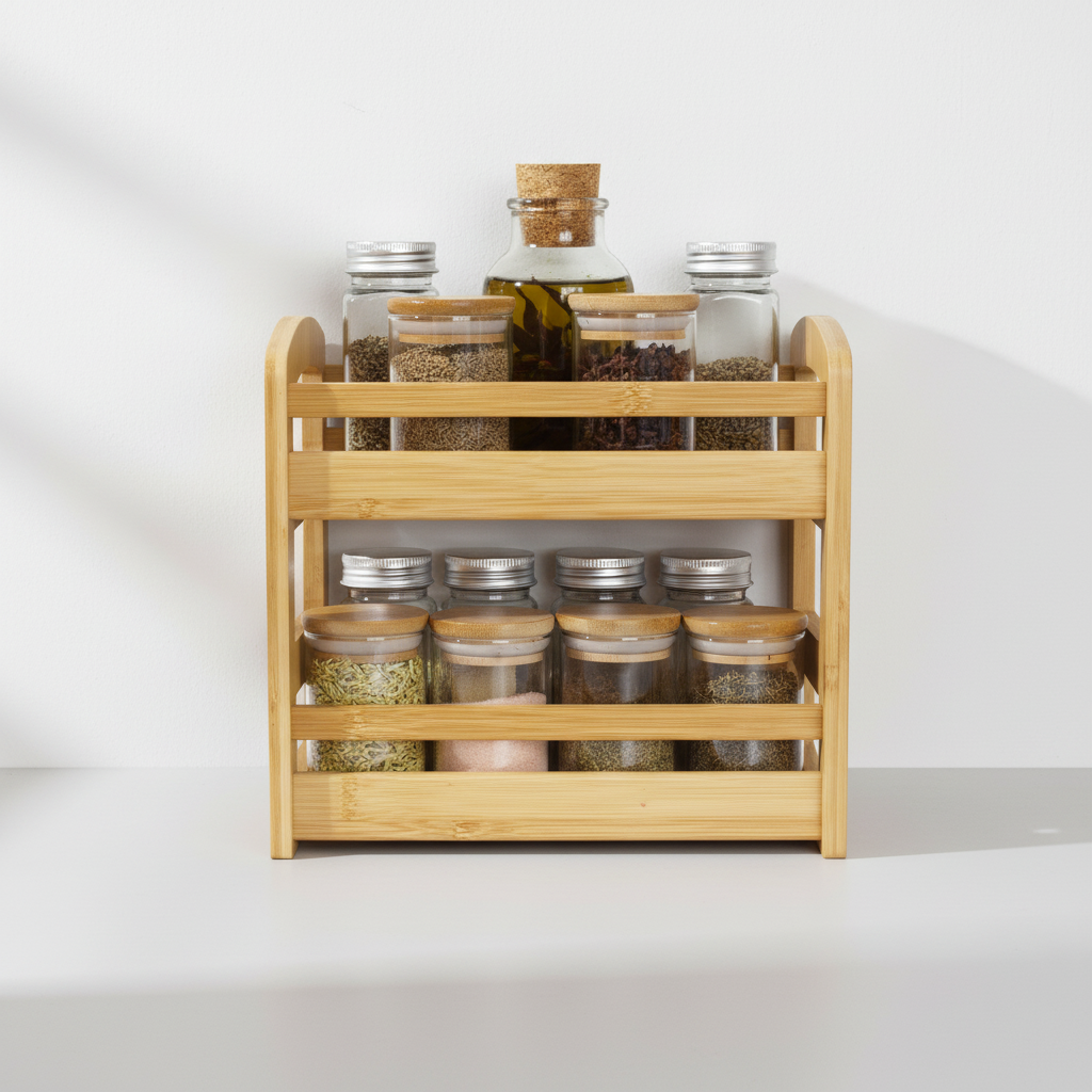 BRYLO – 2-Layer Bamboo Countertop Spice Rack